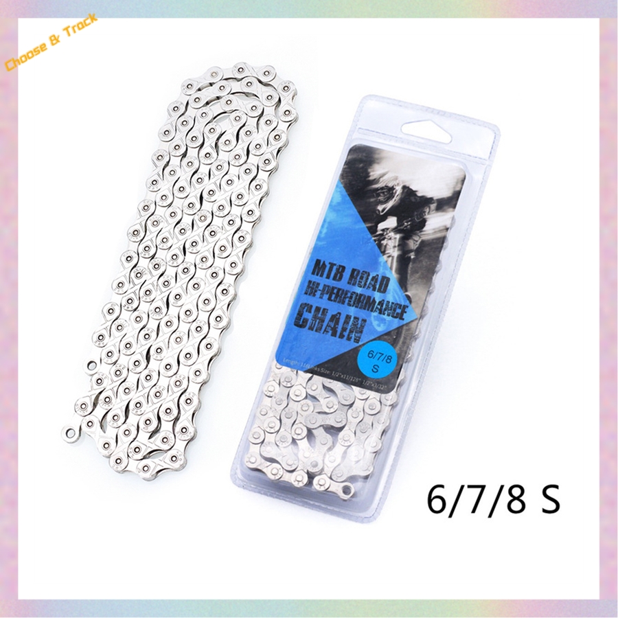【Shop with Confidence】 HOT 2023 Style Stainless Steel 6/ 7/ 8 /9 /10 /11/12 Speed Mountain Bike Chain Mountain Bike Fully Electroplated Silver Chain.