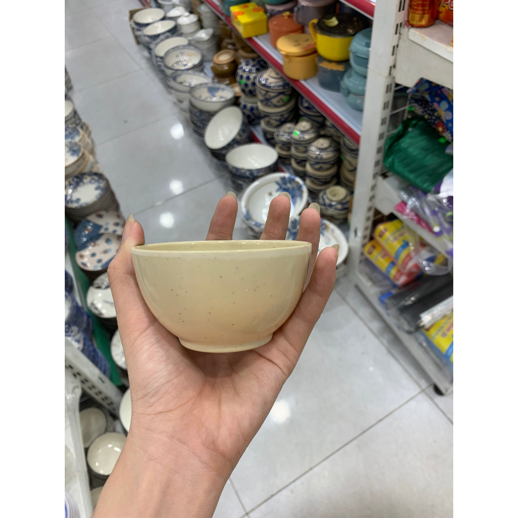 Chén chè - chén mắm vàng kem nhựa melamine