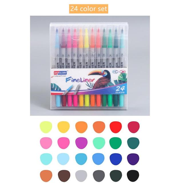 %E3%80%90The%20Quiet%20Page%E3%80%9112/24%20Color%20Marker%20Pen%20Set%20Dual%20Side%20Writing%20Fine%20Liner%20Bold%20Brush%20Painting%20Calligraphy%20Drawing%20Design%20Manga%20School%20Art%20F821%20-%20Image%202