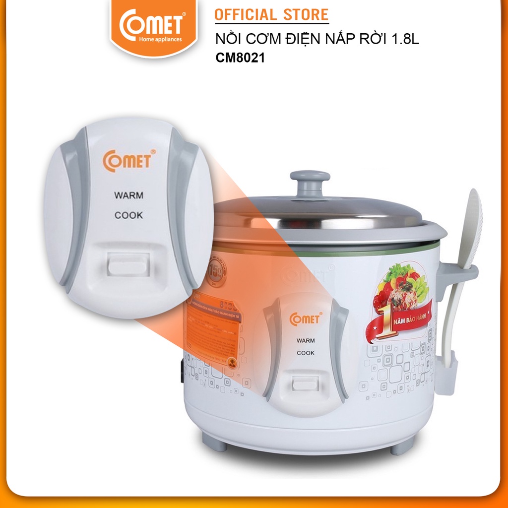 Nồi cơm điện nắp rời 1,8L COMET - CM8021