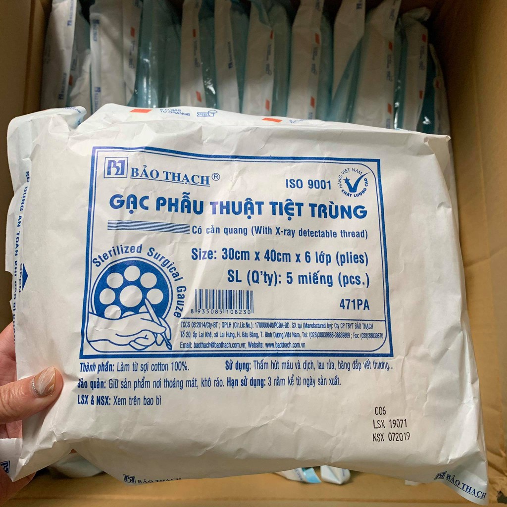 Gạc phẫu thuật tiệt trùng Bảo Thạch