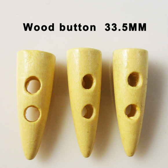W0384) sew on horn shape natural wooden toggle button for clothing coats,  Taiwan (#W0384) sew on horn shape natural wooden toggle button for clothing  coats