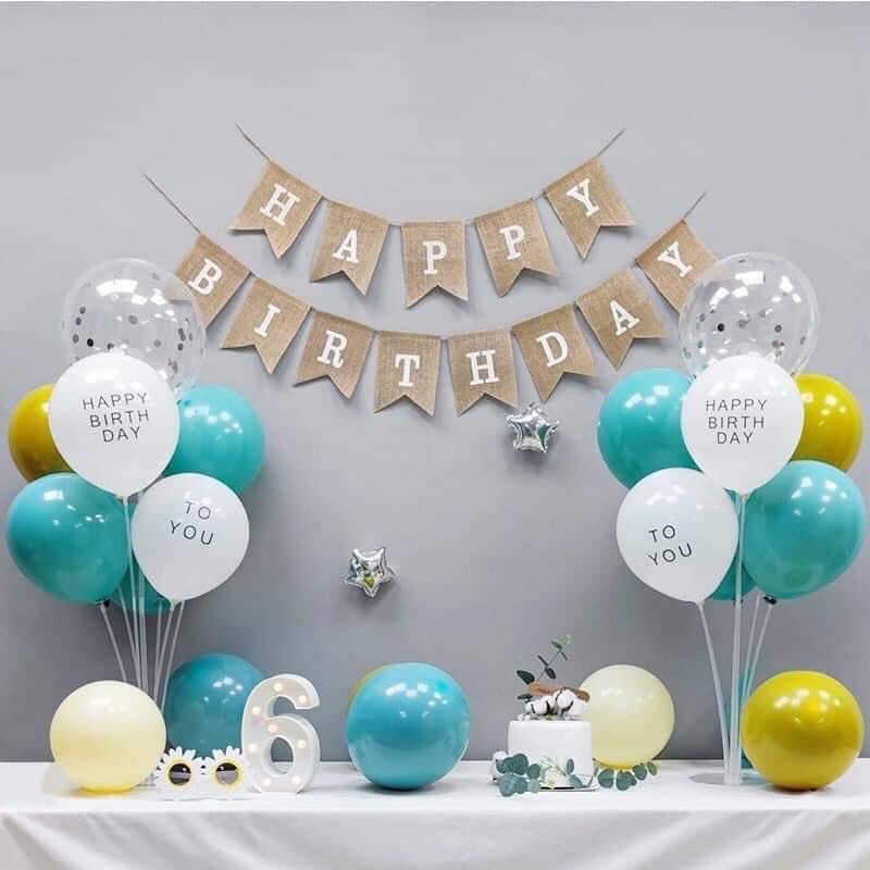 Set Trang Trí Kiểu hàn Quốc Đơn Giản ( Khuyễn Mãi Khủng Tặng Bơm + keo + mũ sinh nhật)