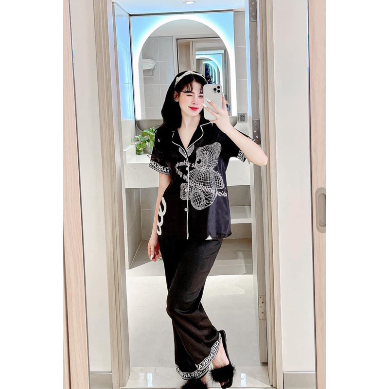 Bộ Lụa xước Hàng thiết Kế Tay ngắn siêu xinh