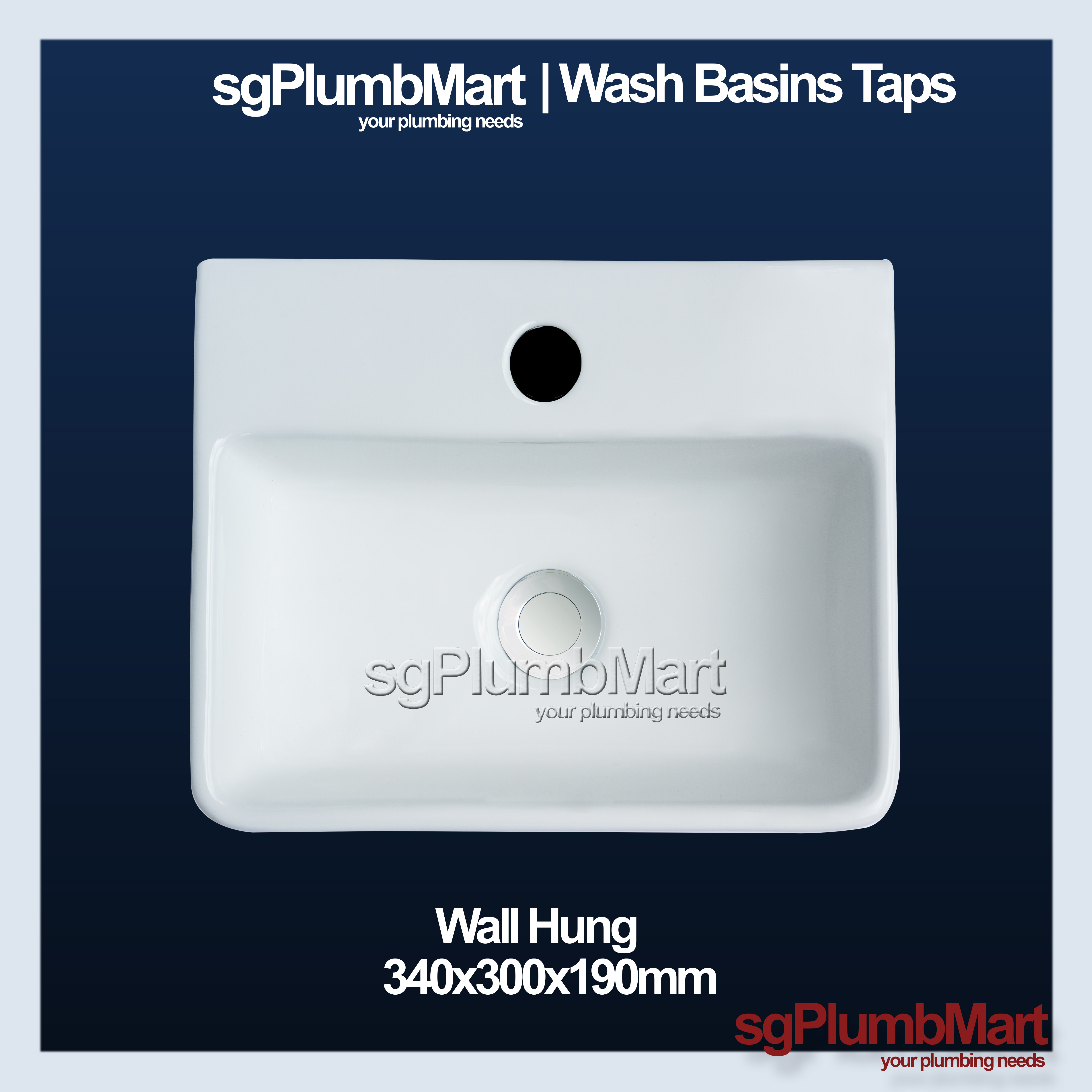 Meridian x sgPlumbMart Wall Hung Small Basin 340x300x120mm Toilet ...