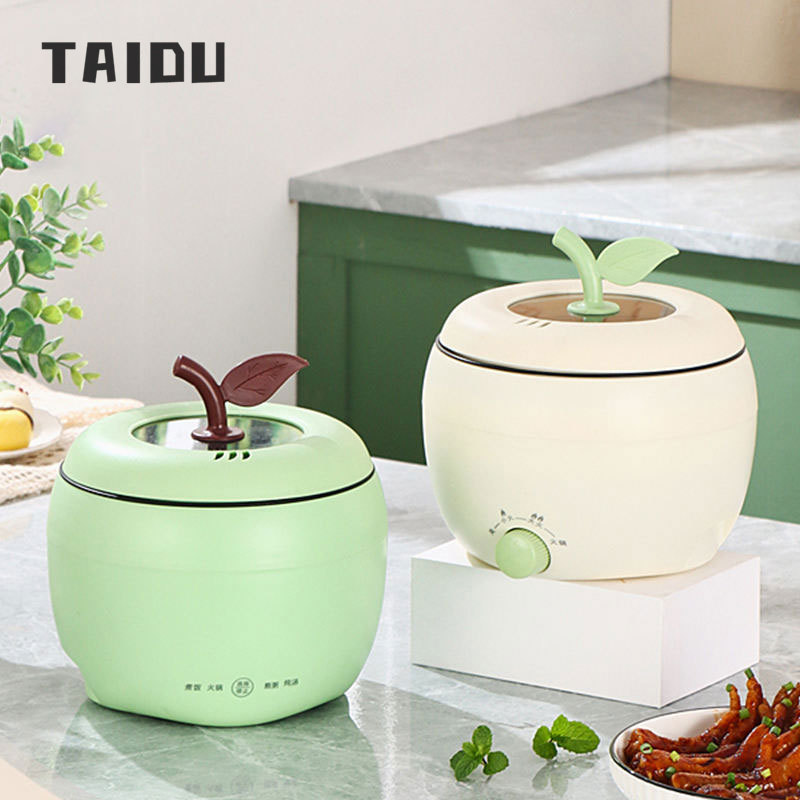 TAIDU Apple-shaped electric cooker, mini electric cooker, multi-function rice cooker, smart instant noodle pot, non-stick pot