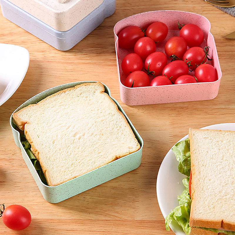 Lunch Toast Sandwich Carrying Box Multi Color Large Capacity Office Worker Plastic Bento Case Easy Clean Lightweight Portable.