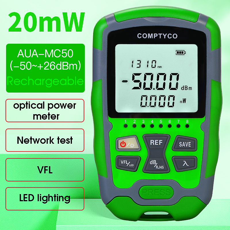 Comptyco aua-mc50 1/10/15/20/30/50mw 4 in 1 optical power meter visual fault locator network cable test optical fiber tester vfl