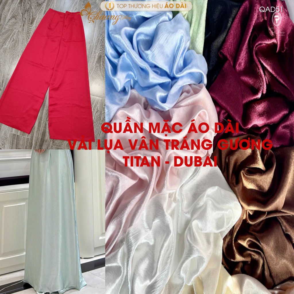 Quần lụa vân mặc áo dài cách tân nữ truyền thống may sẵn lụa suông ống rộng dự tiệc cưới lễ tết đẹp QAD52