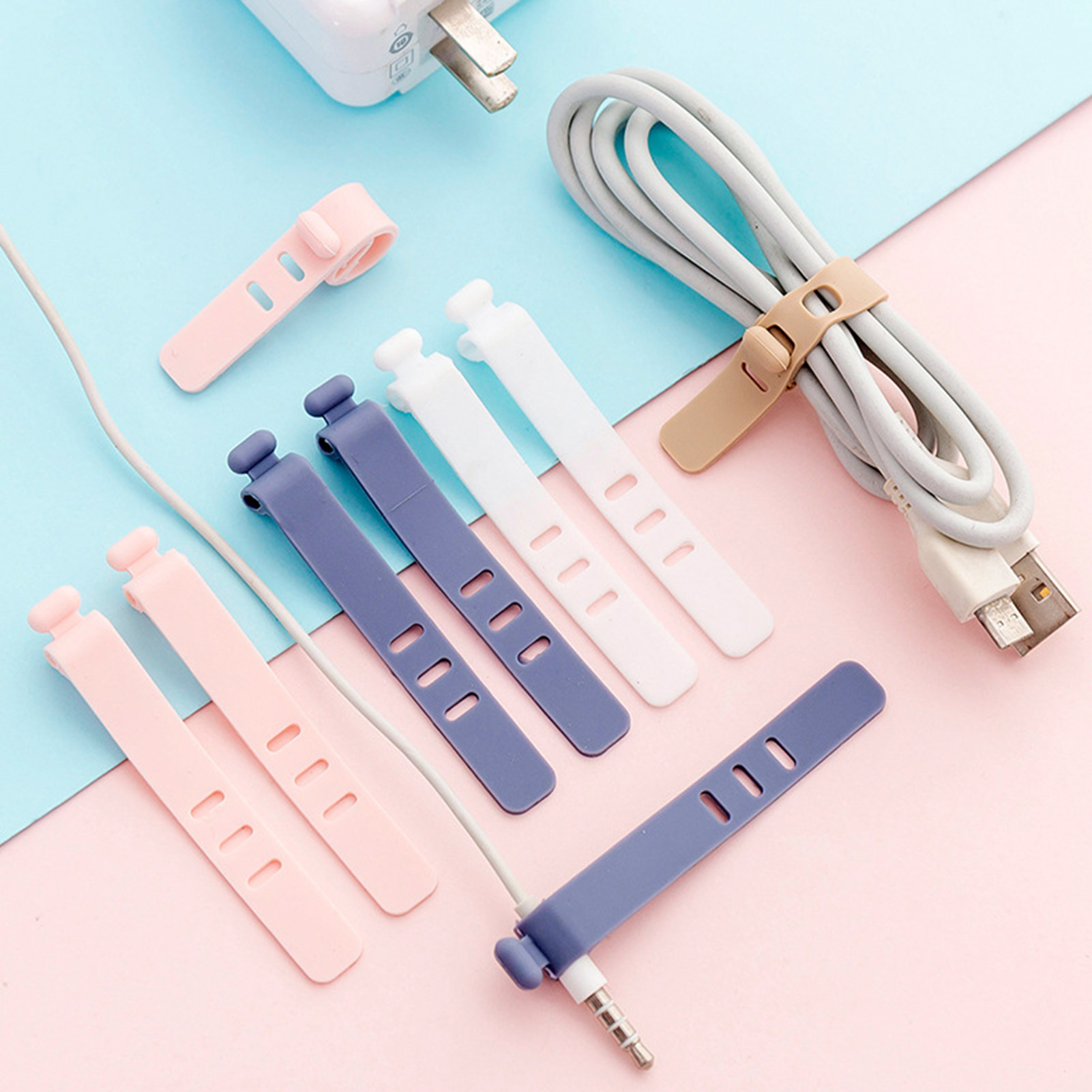 Self-Locking Cable Ties Multi-Purpose Silicone Wire Management Ties for Bundling and Organizing