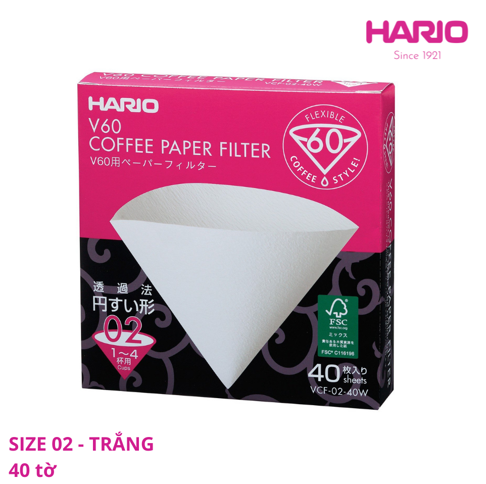 Giấy lọc cà phê Hario V60 màu trắng