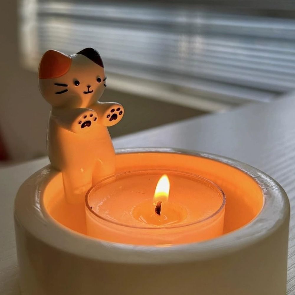 Kitten Candle Holder, Handmade Ceramic Candlestick,Cartoon