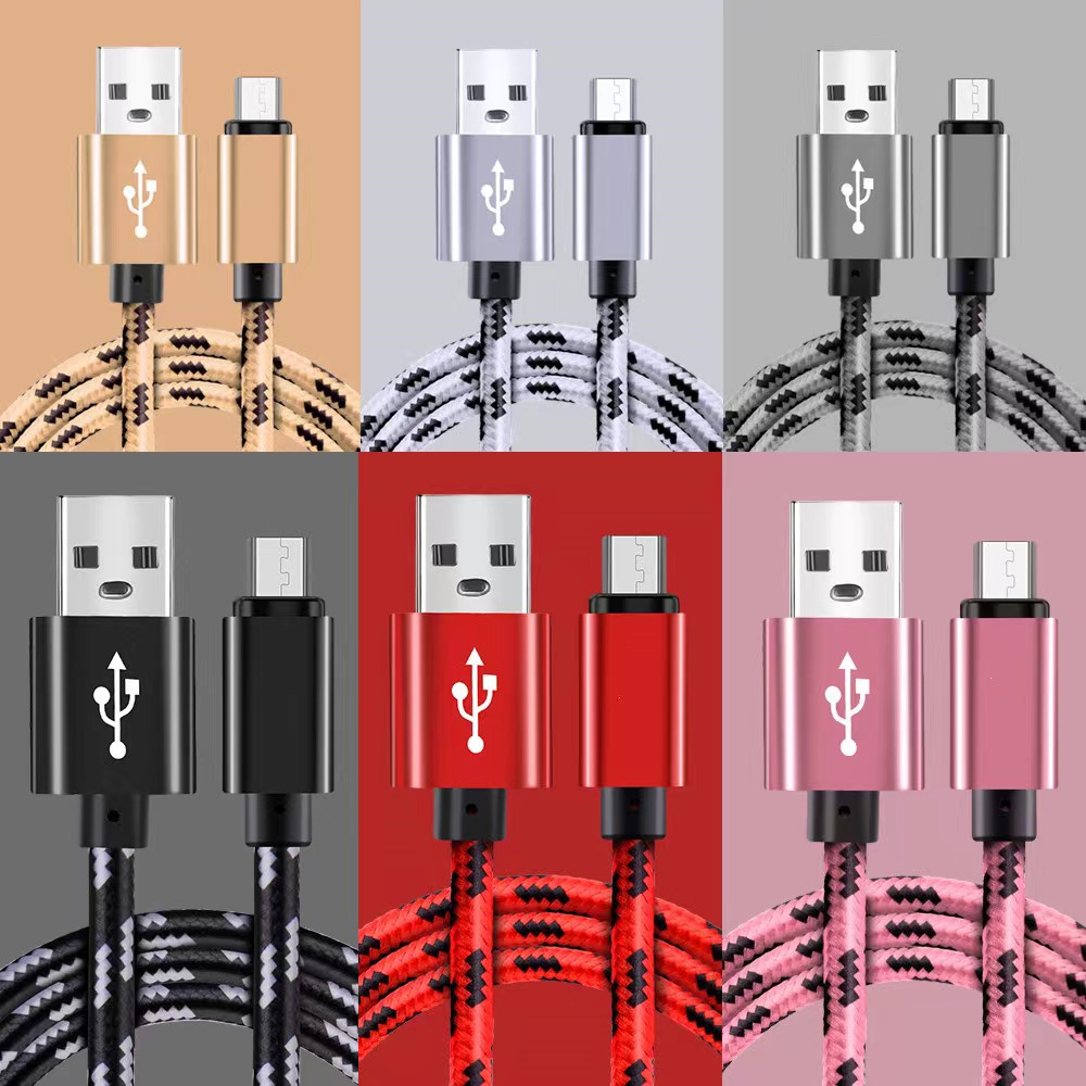 2.4A Micro USB cáp sạc sạc nhanh Nylon Dây cáp truyền dữ liệu cáp điện thoại cho Oppo Vivo