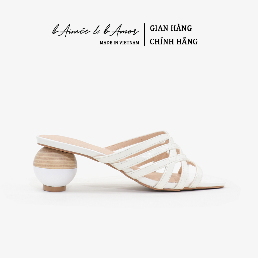 Guốc nữ mules 3 phân dáng dép cao gót gót tròn 3p quai đan mũi vuông thời trang công sở bAimée & bAmor - MS1762