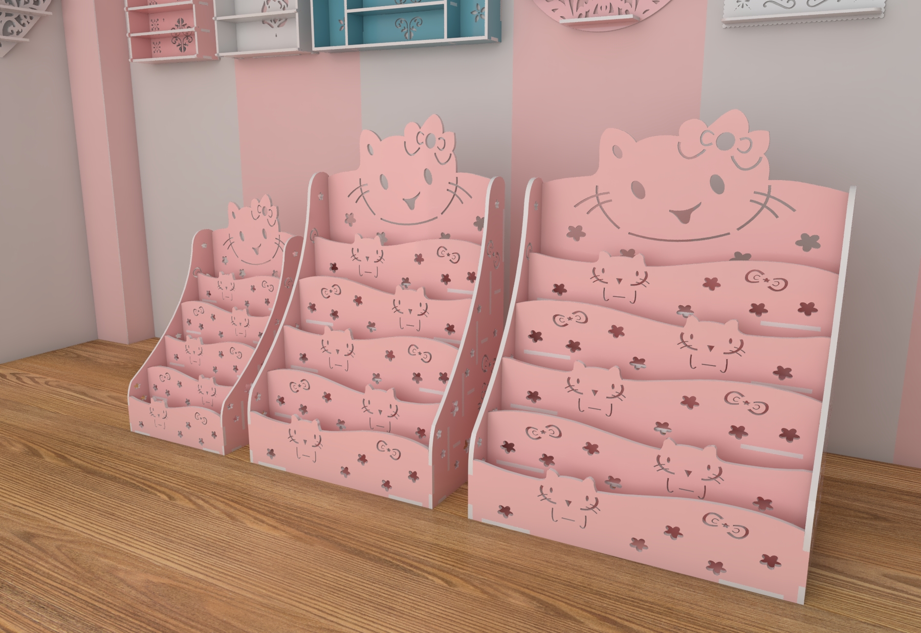Kệ giá sách Hello Kitty đựng đồ đa năng tự tháo lắp đa năng (3 size)