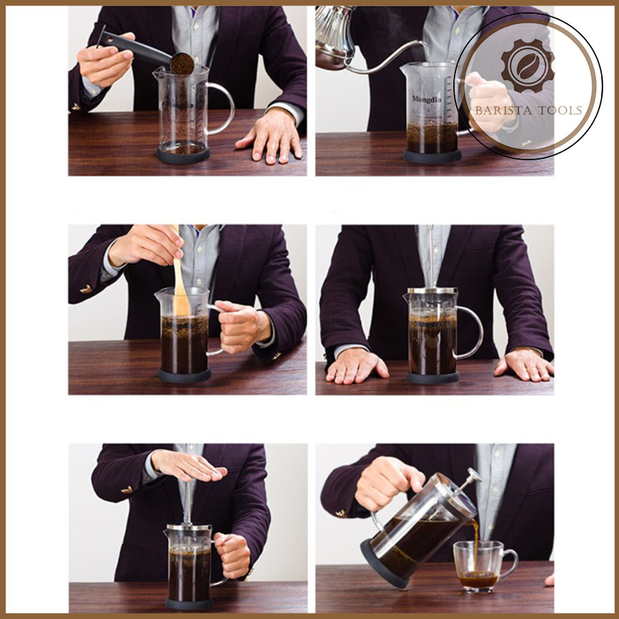 Bình pha cà phê thủy tinh kiểu pháp French Press 350ml Dụng cụ barista