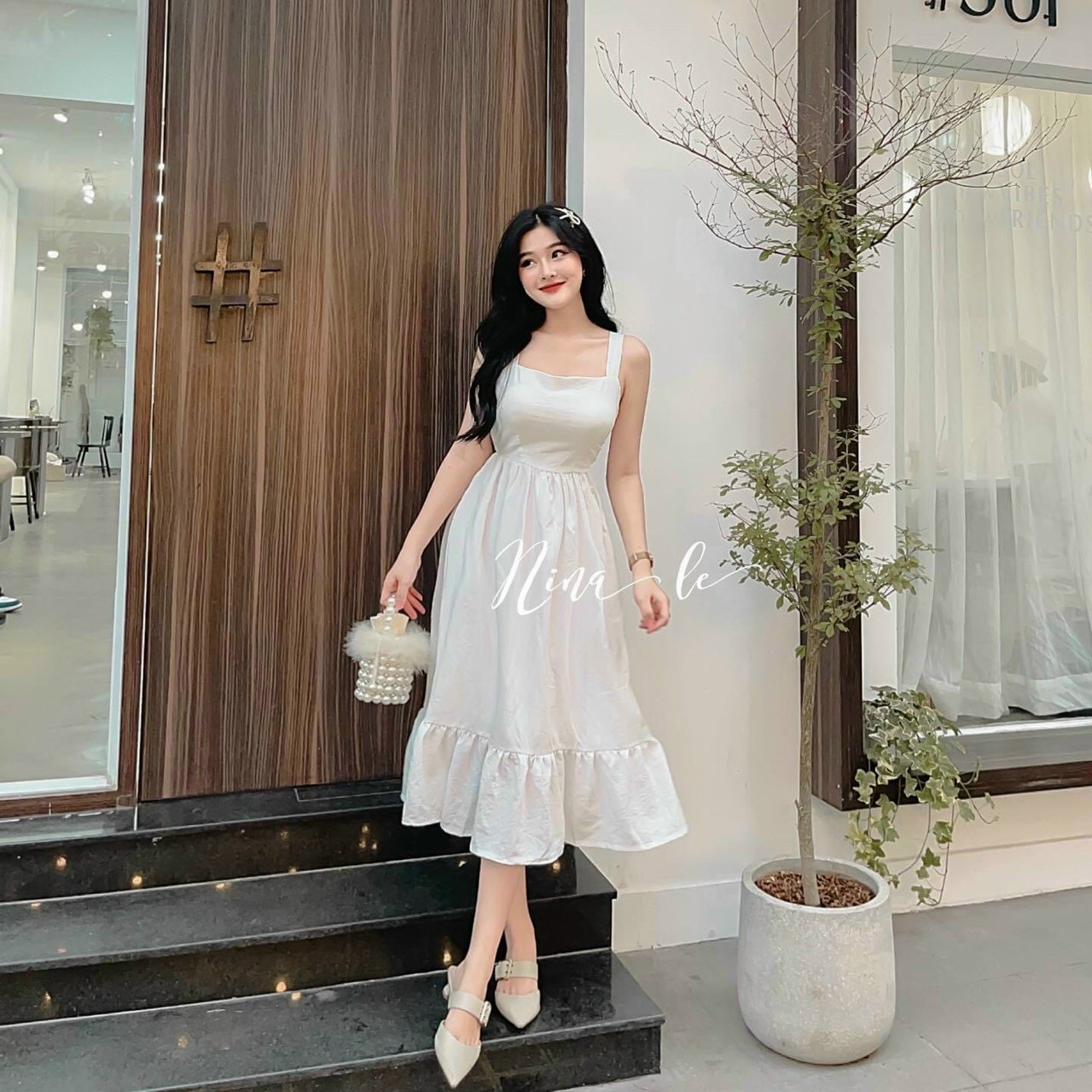 [HCM-Voucher 50k Freeship Max] Đầm Tiểu Thư 2 Dây Chất Lụa Có Mút, Thắt Nơ Phía Sau Xinh Xắn