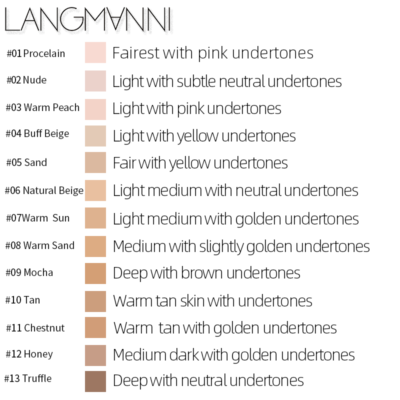 Langmanni 30ml Liquid Foundation Soft Matte Concealer 13 Colors Primer Base Professional Face Make up Foundation Contour Palette. 
