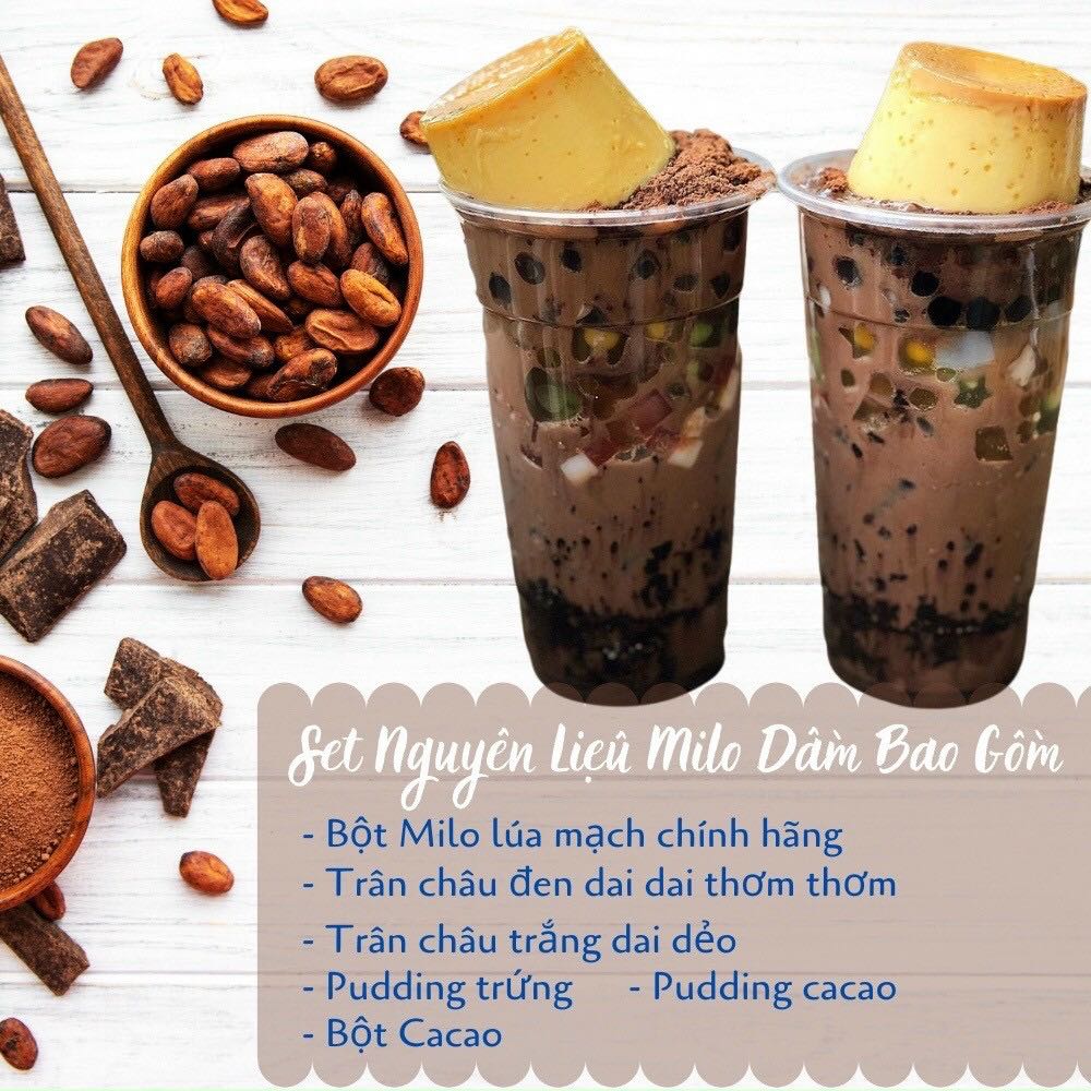 SET MILO DẦM TRÂN CHÂU PUDDING SIÊU NGON-15-20 LY
