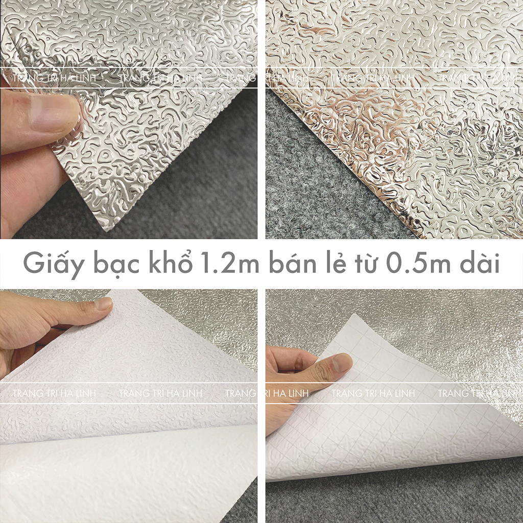 Giấy bạc dán tường nhà bếp , cuộn decal bạc cách nhiệt chống thấm bền đẹp