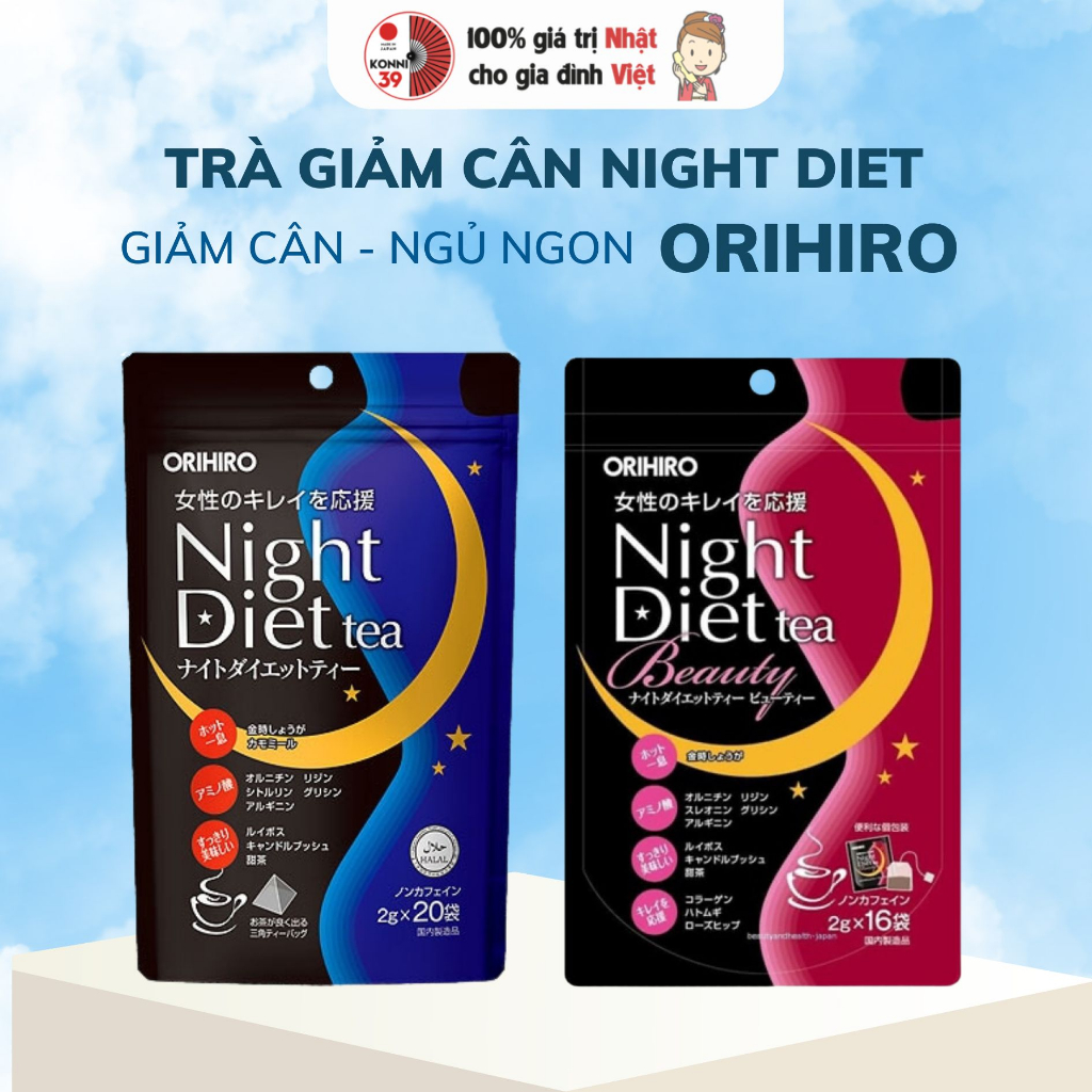 Trà giảm cân Night Diet Tea Orihiro 24 gói và 20 gói Nhật Bản - Konni39