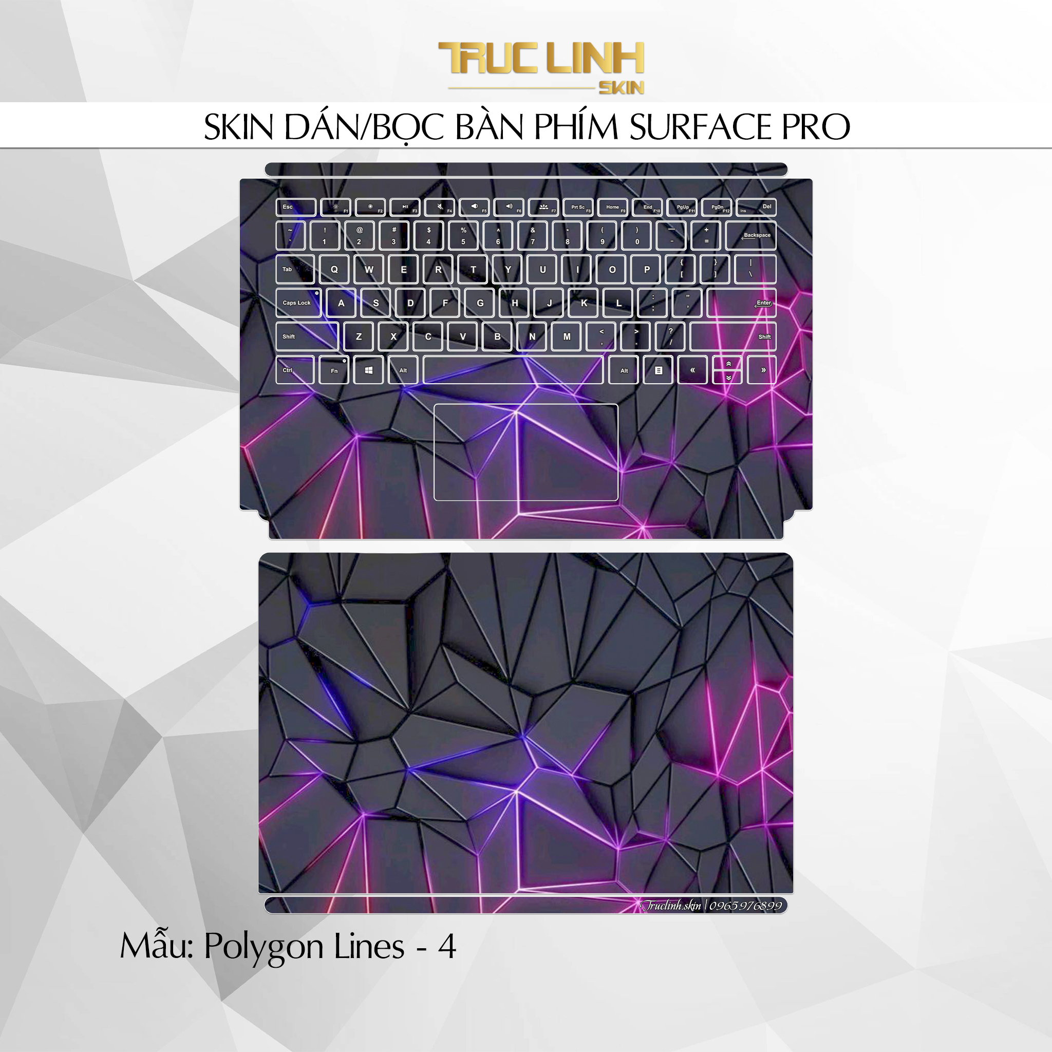 Bộ skin dán phím surface pro 3, 4, 5, 6, 7, 8, 9, x, go... mẫu polygon lines - 4