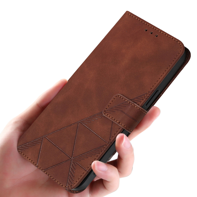 For infinix Note 50 Pro+ Phone case Leather Triangle Geometric pattern shape embossed Stand Holder Flip For infinix Note 50 Cover casing HP.