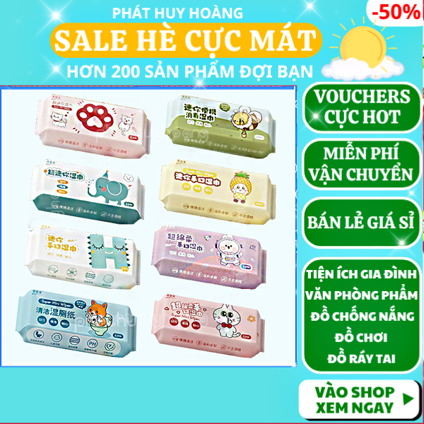 1 gói khăn giấy ướt mini hoạt hình bỏ túi tiện lợi ,Khăn giấy ướt bỏ túi siêu mini, để đâu cũng vừa , khăn giấy ướt mini 1 gói dễ thương bỏ túi tiện lợi, Gói khăn ướt tiện dụng - Phát Huy hoàng