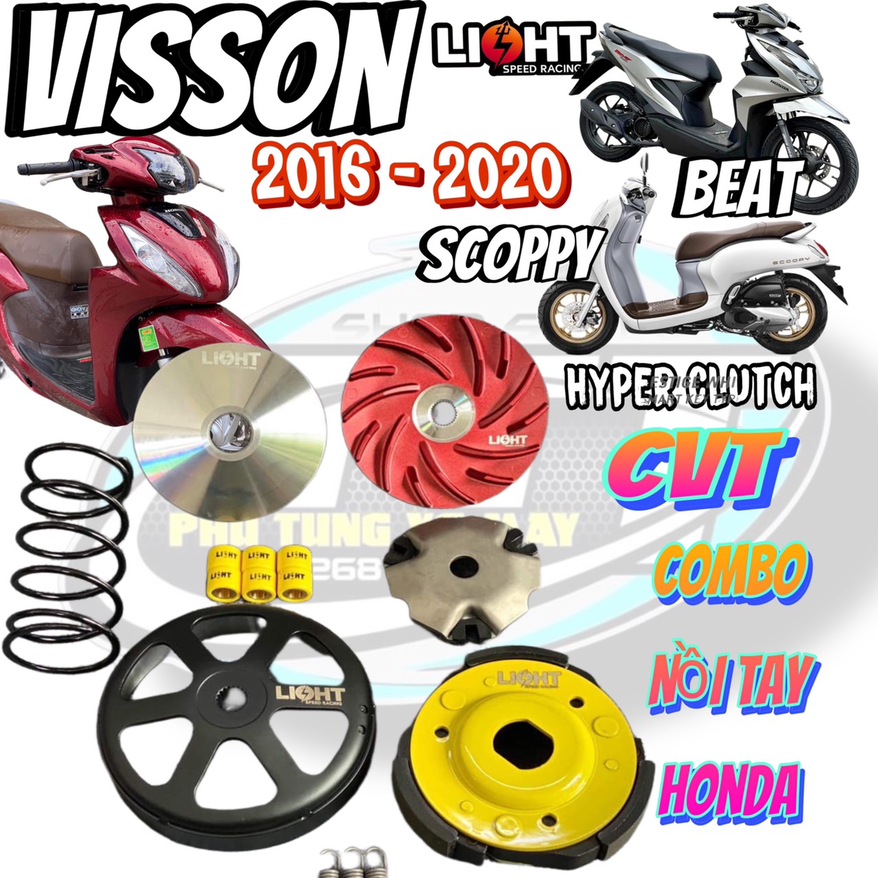 Combo nồi xe tay ga LIGHT SPEED v3 AB 110 / CLICK 110 / VISION 2021 / SCOOPY CÁC ĐỜI