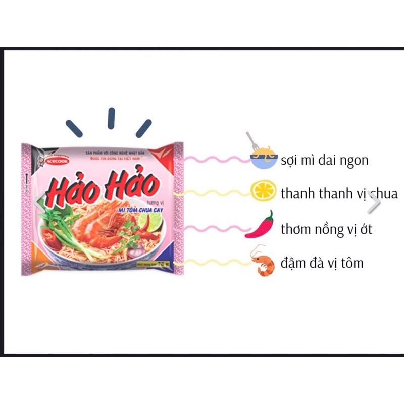 Combo 5 Gói Mì hảo hảo tôm chua cay gói 75g