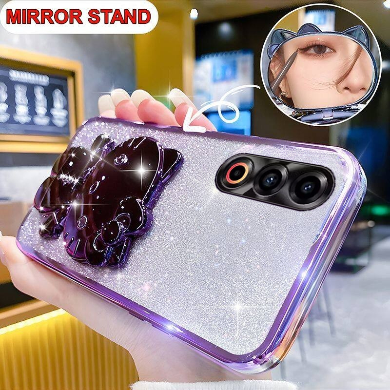 Phone cover Meizu 21 Pro 21 Note 20 Pro Back case Camera Protection Semi Transparent Soft Silicone Rabbit bracket Shockproof Exquisite Glitter Powder for Meizu 20 Pro Meizu 21 Note Pro Back Cover. 