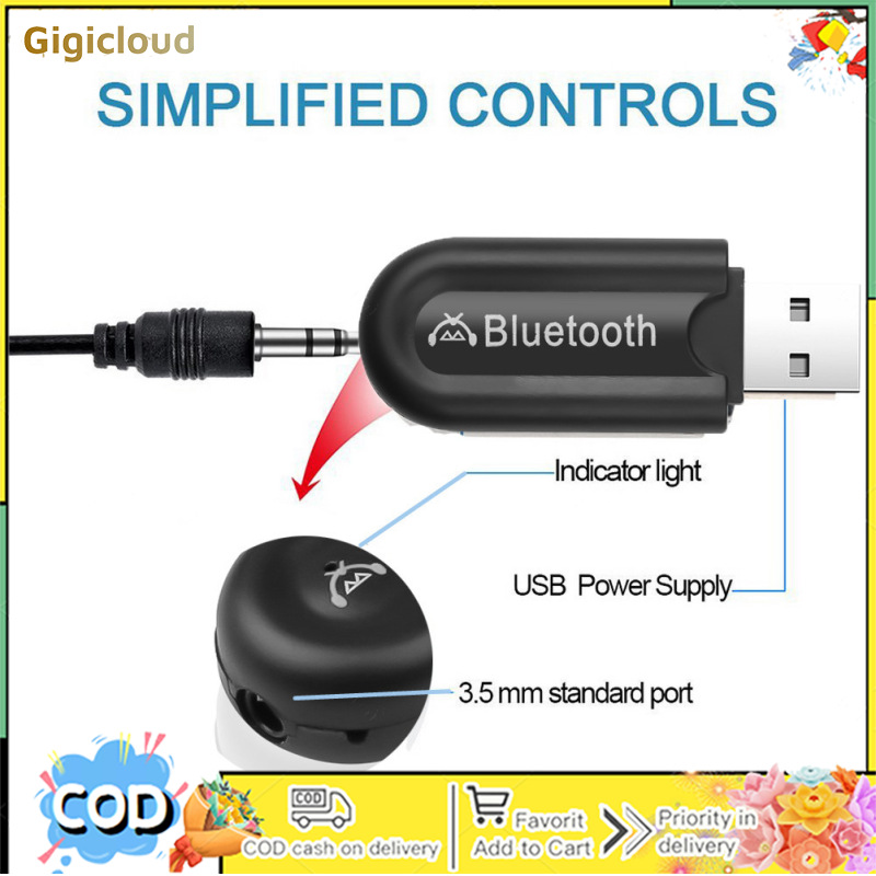 Car USB Bluetooth-compatible Adapter Audio Music Transmitter Receiver 3.5mm Aux For For Tv Pc Headphones