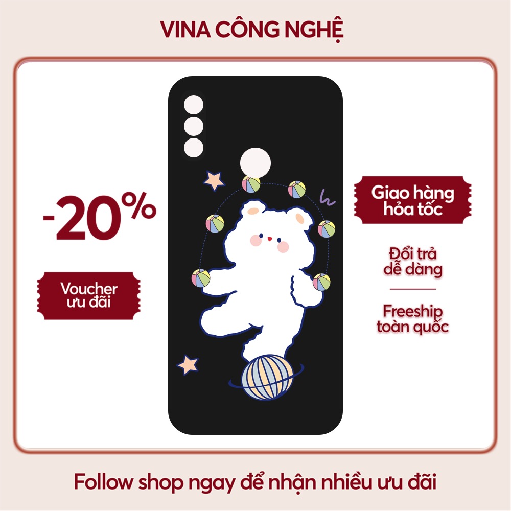 Ốp lưng Vsmart Joy 3/Joy 4/Bee 3/Star 3/Aris/....dẻo đen viền bảo vệ camera hình Gấu Trắng