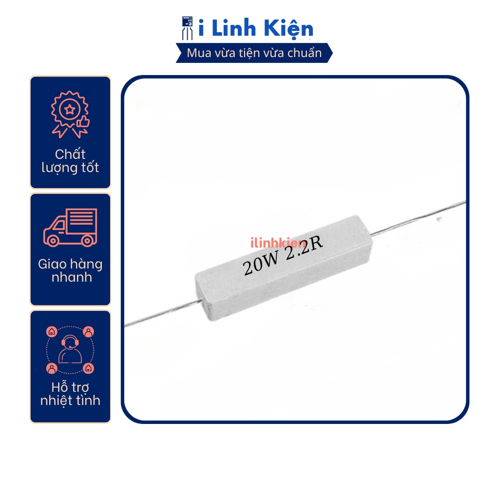 Điện trở sứ 20W 2.2R 5% chất lượng tốt