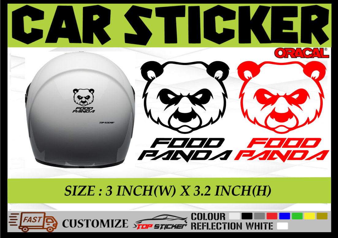 FOODPANDA ANGRY STICKER AKSESORI STICKERS MOTOR HELMET PANDA STICKER ...