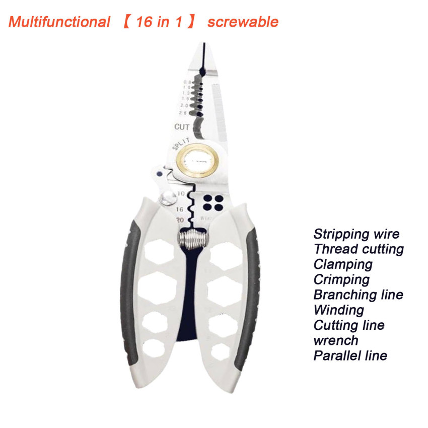 Kìm tuốt dây điện đa năng 7 inch, công cụ đặc biệt thợ điện để cắt dây cáp, kéo, ép, vặn ốc