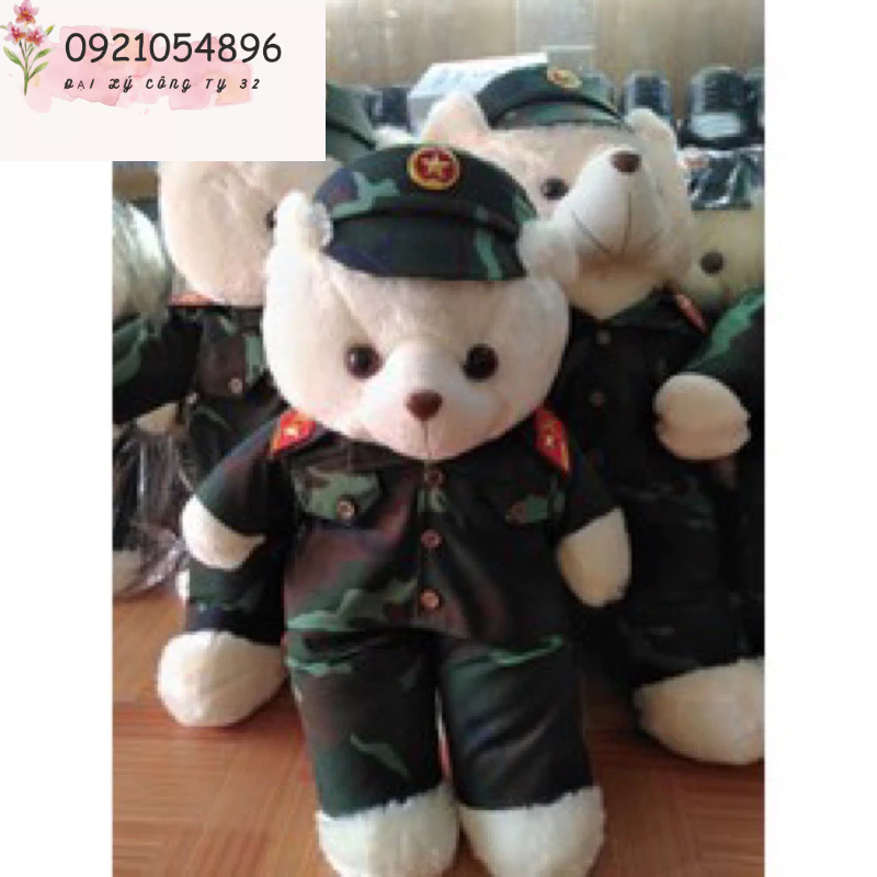 Gấu Bông Bộ Đội Rằn Ri K20 size 55cm