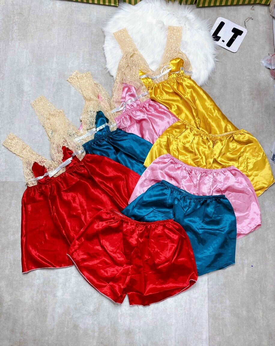 Đồ ngủ phi lụa phối ren ruy băng sexy quyến rũ freesize dưới 56kg