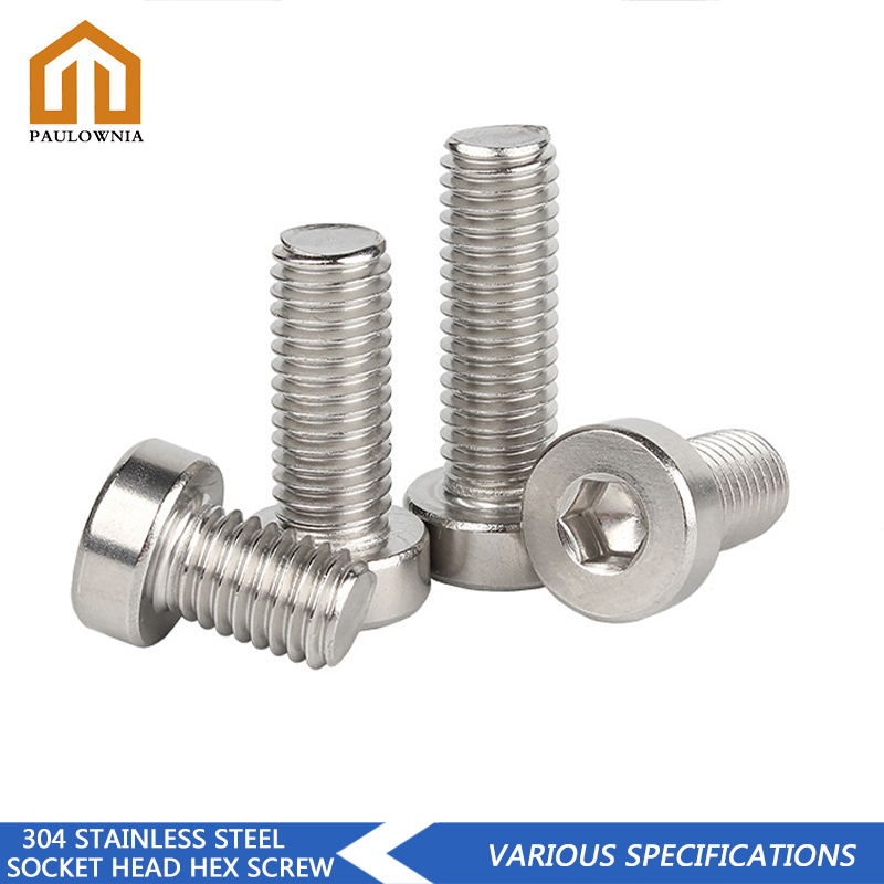 M3 M4 M5 M6 M8 M10 Stainless Steel 304 Hex Hexagon Socket Thin Head Bolt Screws Bolts Solid Fasteners Length 4mm-60mm Millimeters