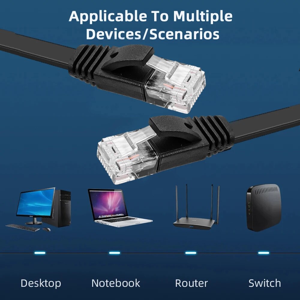 0.5/1/2M RJ45 Mèo 6 cáp Ethernet Phẳng Dây cáp LAN Tốc Độ Cao Internet & dây mạng Cho PS PC Bộ định tuyến modem