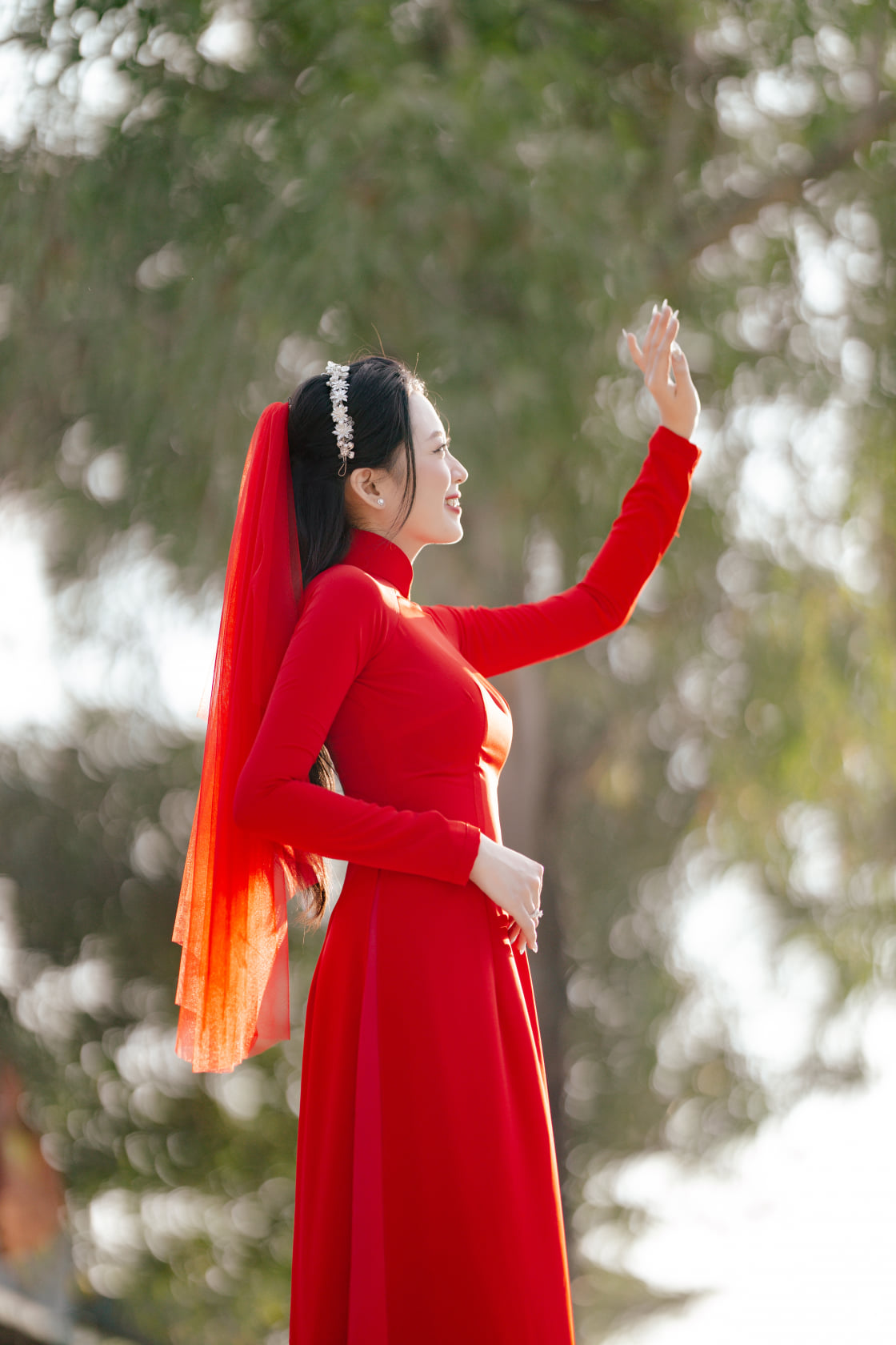 Voan cô dâu, voan cài tóc cô dâu trơn đẹp