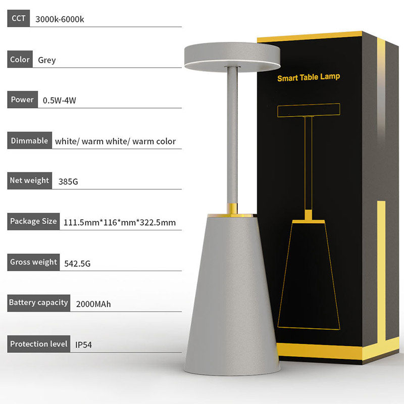 Table lamp, bedside lamp, wireless rechargeable bedroom atmosphere light, metal night light ornament, touch bar light, atmosphere table lamp