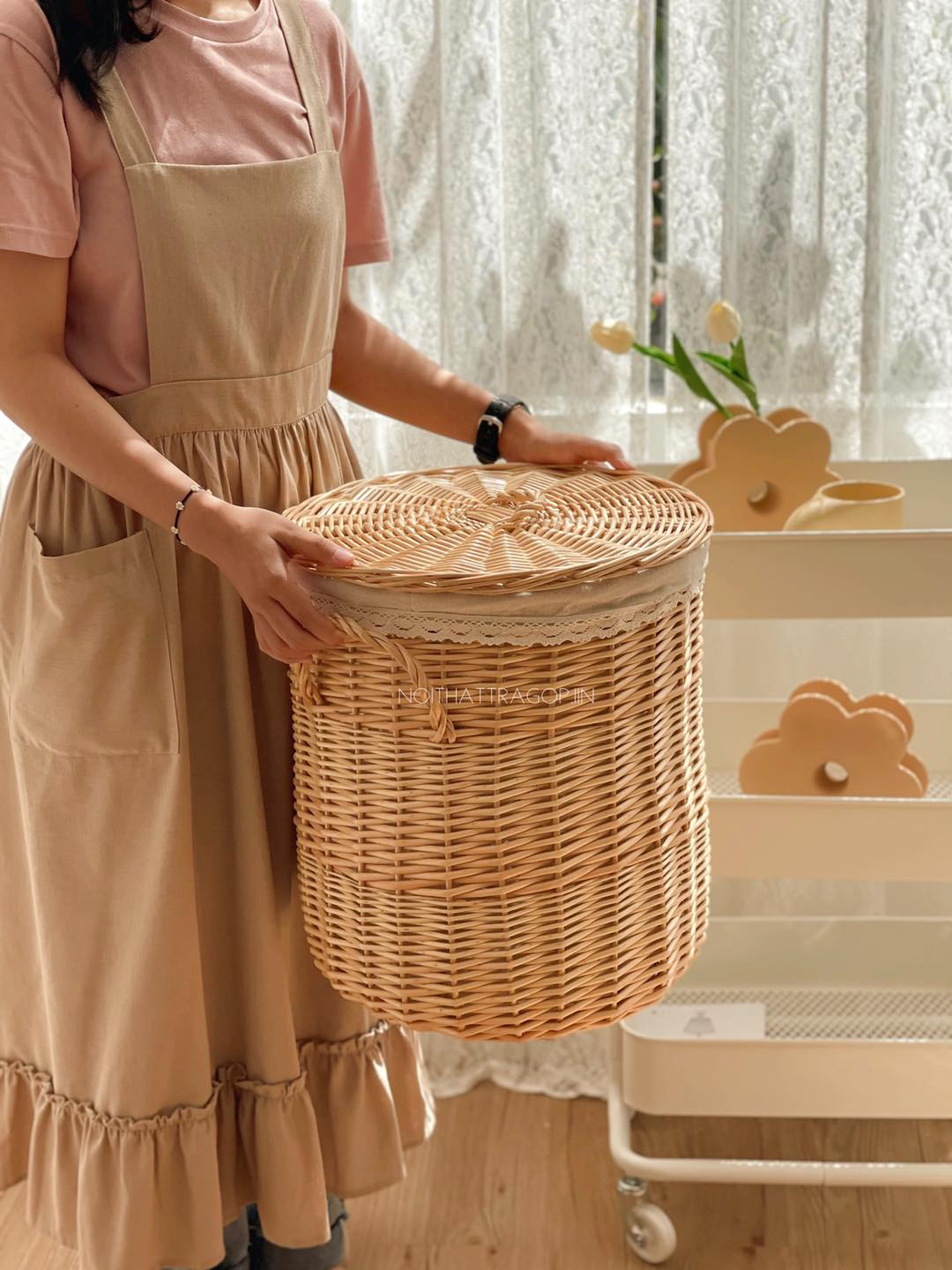 Giỏ mây tròn có nắp