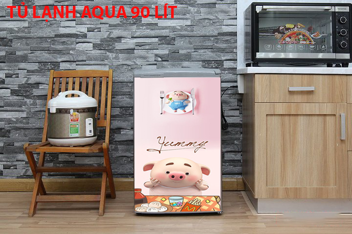 Decal dán trang trí tủ lạnh - tu 50l , 90l mẫu pig 2022 - chất liệu cao cấp - có sẵn keo dán