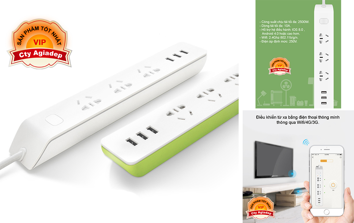 Ổ điện thông minh Broadlink MP2 điều khiển bật tắt từ xa qua wifi internet
