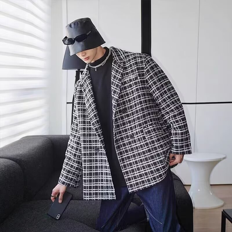 YAZHINIAO Double-breastedsuitmen'sjacketstylishcasualcoat
