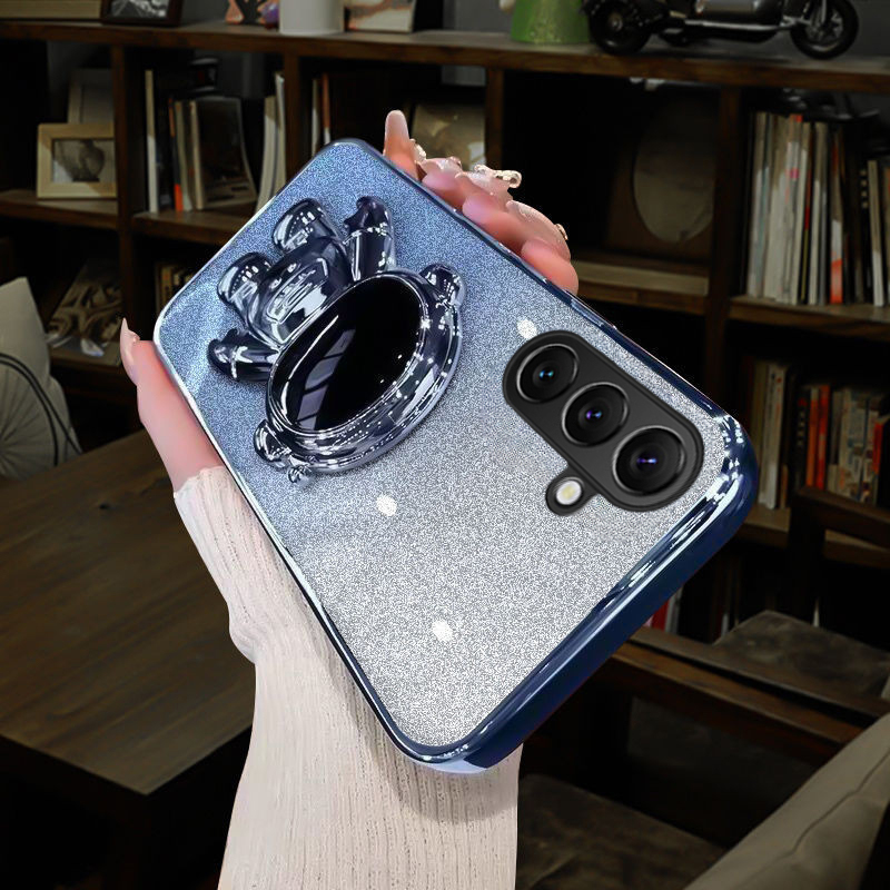 New Phone case Galaxy A36 A26 A56 Back cover Fashionable Frosted Silicone Soft Dustproof Bracket Adsorb + Electroplated astronaut bracket For Samsung Galaxy A36 A26 A56 case. 