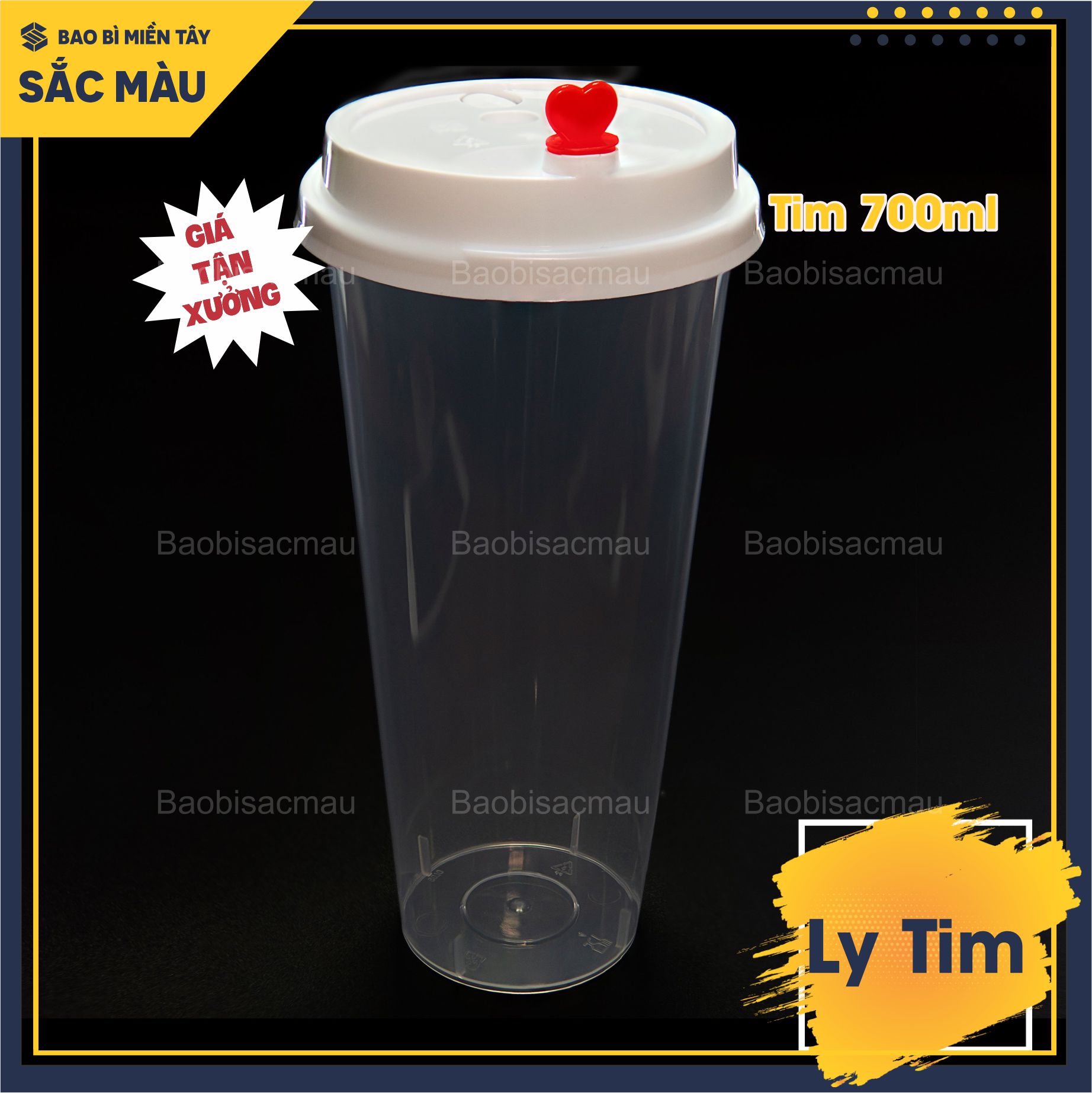 Sỉ 50 cốc/ ly nhựa tim 500ml và 700ml