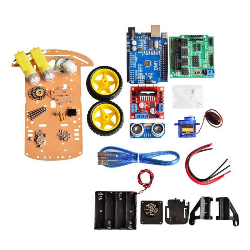 Mới tránh theo dõi động cơ Robot thông minh khung gầm xe Kit bộ mã hóa Tốc độ thùng ắc quy 2WD Module siêu âm cho Arduino Kit