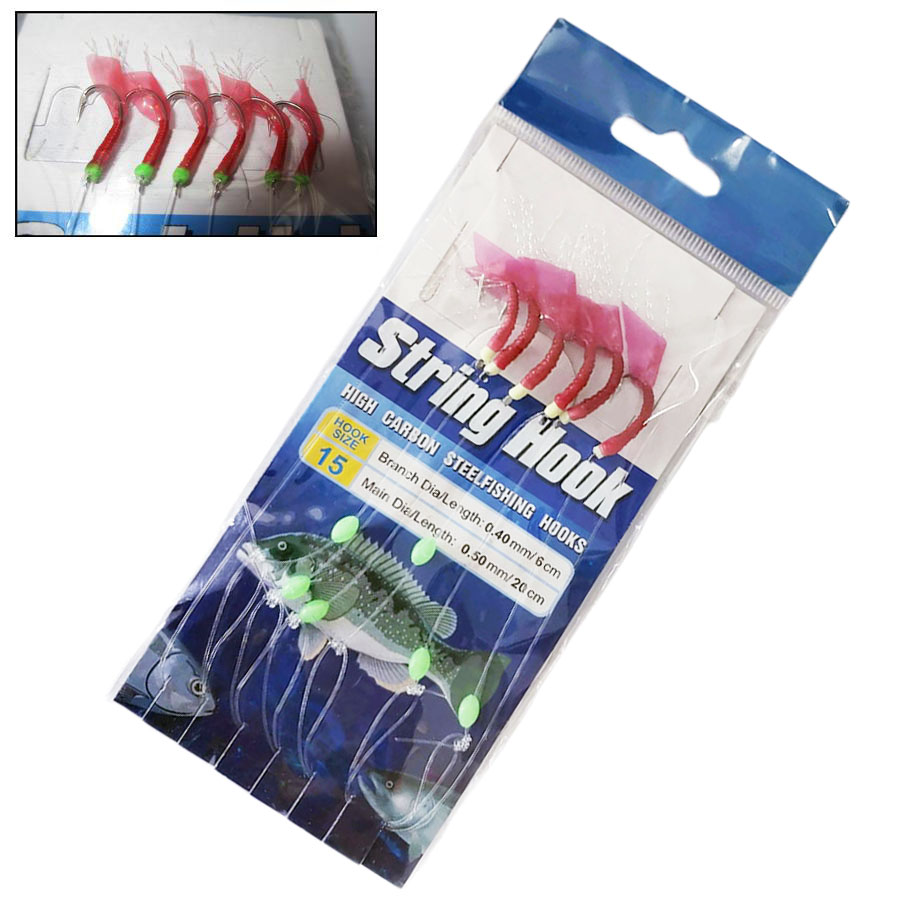 【SmartHorizon】5Pack Fishing Wobbler Sabiki Bait Rigs & Luminous Bean ...